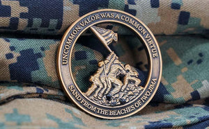 Iwo Jima Challenge Coin with Sands of Iwo Jima