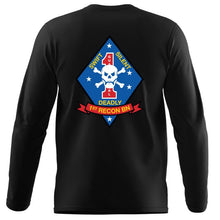 Load image into Gallery viewer, 1st Recon Bn USMC long sleeve Unit T-Shirt, 1st Recon Bn logo, USMC gift ideas for men, Marine Corp gifts men or women 1st Recon Bn 1st Reconnaissance Bn  black
