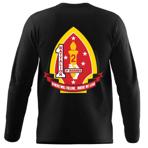 1st Battalion 2nd Marines USMC long sleeve Unit T-Shirt, 1st Battalion 2nd Marines, USMC gift ideas for men, USMC unit gear, 1st Battalion 2nd Marines logo, 1st Bn 2d Marines logo, Marine Corp gifts men or women 