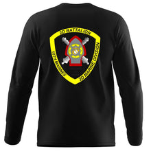 Load image into Gallery viewer, 2nd Bn 10th Marines USMC long sleeve Unit T-Shirt, 2nd Bn 10th Marines logo, USMC gift ideas for men, Marine Corp gifts men or women 2nd Bn 10th Marines, 2d Bn 10th Marines Black Long Sleeve T-Shirt
