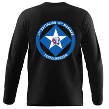 Load image into Gallery viewer, 3rd Bn 6th Marines USMC long sleeve Unit T-Shirt, 3rd Bn 6th Marines logo, USMC gift ideas for men, Marine Corp gifts men or women 3rd Bn 6th Marines 3d Bn 6th Marines  black
