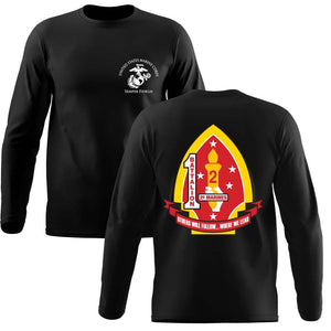 1st Battalion 2nd Marines Long Sleeve T-Shirt, 1/2 unit t-shirt, USMC 1/2, 1st Battalion 2nd Marines t-shirt, 1st Battalion 2d Marines Long Sleeve Black T-Shirt