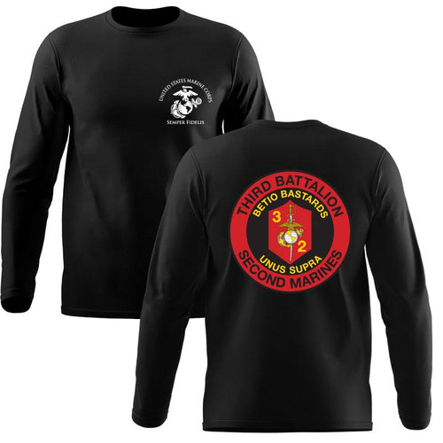 3d Bn 2d Marines USMC long sleeve Unit T-Shirt, 3d Bn 2d Marines logo, USMC gift ideas for men, Marine Corp gifts men or women 3d Bn 2d Marines 3d Bn 2d Marines