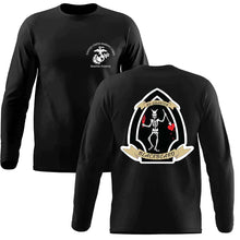 Load image into Gallery viewer, 1stBn 2nd Marines Bravo Company USMC long sleeve Unit T-Shirt, 1stBn 2nd Bravo Co Marines logo, USMC gift ideas for men, Marine Corp gifts men or women Bravo Company1stBn 2nd Marines
