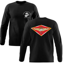 Load image into Gallery viewer, 3rd MAW USMC long sleeve Unit T-Shirt, 3rd MAW, USMC gift ideas for men, USMC unit gear, 3rd MAW logo, 3rd Marine Aircraft Wing logo, Marine Corp gifts men or women 
