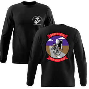 MWSS-174 USMC long sleeve Unit T-Shirt, MWSS-473 logo, USMC gift ideas for men, Marine Corp gifts men or women 