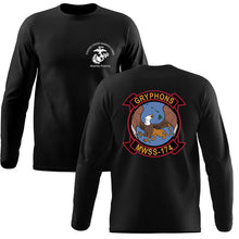 Load image into Gallery viewer, MWSS-174 USMC long sleeve Unit T-Shirt, MWSS-174 logo, USMC gift ideas for men, Marine Corp gifts men or women 
