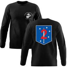 Load image into Gallery viewer, 2nd MSOB USMC long sleeve Unit T-Shirt, 2nd MSOB logo, USMC gift ideas for men, Marine Corp gifts men or women 2nd MSOB 2nd Marine Raider Battalion
