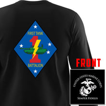 Load image into Gallery viewer, 1st Tank Battalion Unit Logo Black Long Sleeve T-Shirt
