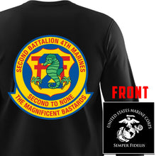 Load image into Gallery viewer, 2nd Battalion 4th Marines Long Sleeve T-Shirt, 2/4 unit t-shirt, USMC 2/4, 2nd Battalion 4th Marines t-shirt, 2d Battalion 4th Marines Long Sleeve Black T-Shirt
