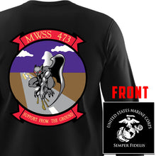 Load image into Gallery viewer, MWSS-174 USMC long sleeve Unit T-Shirt, MWSS-473 logo, USMC gift ideas for men, Marine Corp gifts men or women 
