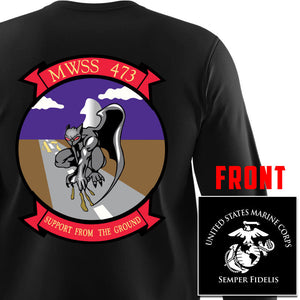 MWSS-174 USMC long sleeve Unit T-Shirt, MWSS-473 logo, USMC gift ideas for men, Marine Corp gifts men or women 
