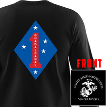 Load image into Gallery viewer, 1st Marine Division USMC Unit Logo Long Sleeve T-Shirt, 1st MARDIV Long Sleeve T-Shirt, USMC 1st MARDIV Long Sleeve T-Shirt
