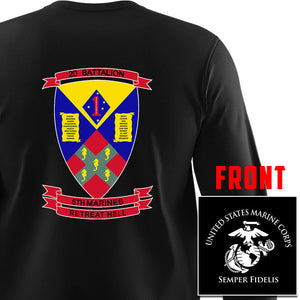 2nd Battalion 5th Marines Long Sleeve T-Shirt, 2/5 unit t-shirt, USMC 2/5, 2nd Battalion 5th Marines t-shirt, 2d Battalion 5th Marines Long Sleeve Black T-Shirt