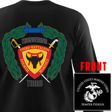Load image into Gallery viewer, 3rd Bn 4th Marines USMC long sleeve Unit T-Shirt, 3rd Bn 4th Marines logo, USMC gift ideas for men, Marine Corp gifts men or women 3rd Bn 4th Marines 3d Bn 4th Marines 
