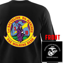 Load image into Gallery viewer, 1st Battalion 9th Marines Long Sleeve T-Shirt, 1/9 Long Sleeve T-Shirt, USMC 1/9 Long Sleeve T-Shirt
