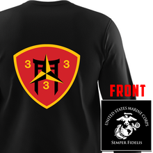 Load image into Gallery viewer, 3rd Battalion 3rd Marines USMC long sleeve Unit T-Shirt, 3dBn 3rd Marines logo, USMC gift ideas for men, Marine Corp gifts men or women, 3/3 USMC Unit Gear, 3rdBn 3rd Marines
