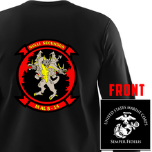 Load image into Gallery viewer, Marine Aviation Logistics Battalion 14 (MALS-14) Long Sleeve T-Shirt, MALS-14 unit t-shirt, USMC MALS-14, 1st Battalion 2nd Marines t-shirt, Marine Aviation Logistics Battalion 14 Long Sleeve Black T-Shirt
