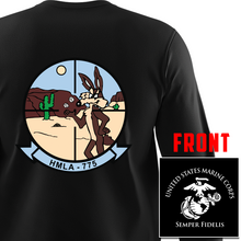 Load image into Gallery viewer, Marine Light Attack Helicopter Squadron 775 Unit Logo Long Sleeve T-Shirt, HMLA-775 USMC Unit Logo t-shirt, USMC HMLA-775, HMLA-775 Long Sleeve Black T-Shirt
