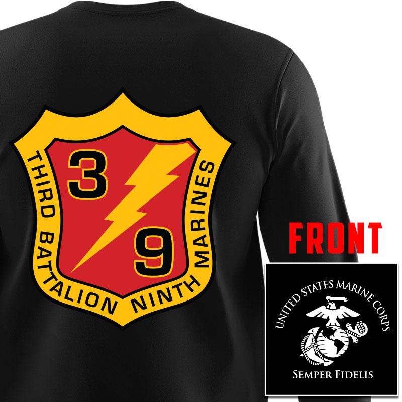 3rd Bn 9th Marines USMC long sleeve Unit T-Shirt, 3rd Bn 9th Marines, USMC gift ideas for men, Marine Corp gifts men or women 