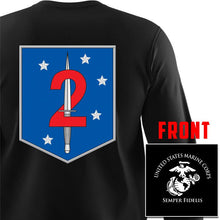Load image into Gallery viewer, 2nd MSOB USMC long sleeve Unit T-Shirt, 2nd MSOB logo, USMC gift ideas for men, Marine Corp gifts men or women 2nd MSOB 2nd Marine Raider Bn

