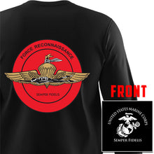 Load image into Gallery viewer, Force Recon Unit Logo Black Long Sleeve T-Shirt
