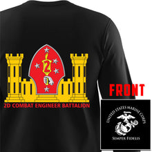 Load image into Gallery viewer, 2nd CEB USMC long sleeve Unit T-Shirt, 2nd CEB logo, USMC gift ideas for men, Marine Corp gifts men or women
