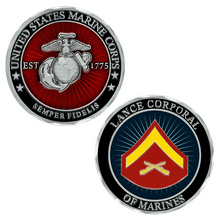 Load image into Gallery viewer, Lance Corporal USMC Coin, Lcpl USMC Coin, USMC Rank Coin, Lance Corporal of Marines
