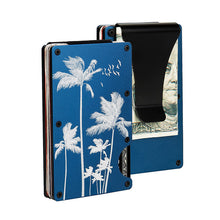 Load image into Gallery viewer, Blue Palm Tree Engraved RFID Blocking Metal Wallet
