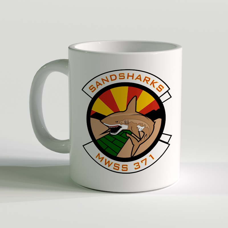 MWSS-371 unit coffee mug, USMC Sandsharks