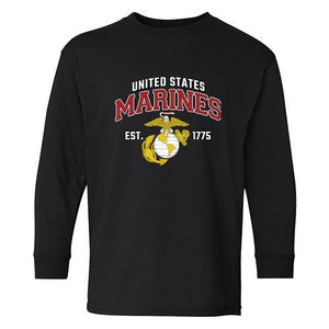 United States Marines Est 1775 EGA Black Long Sleeve T-Shirt