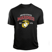 Load image into Gallery viewer, USMC Marines Over EGA Est 1775 Black T-Shirt
