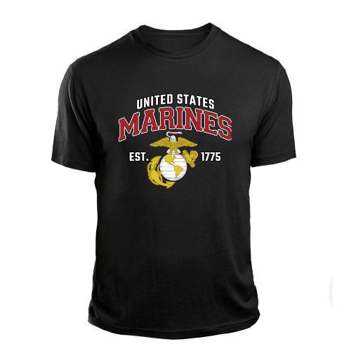 USMC Marines Over EGA Est 1775 Black T-Shirt