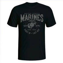 Load image into Gallery viewer, Marines First In Last Out Black T-Shirt
