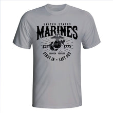Load image into Gallery viewer, Marines First In Last Out Grey T-Shirt

