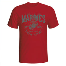 Load image into Gallery viewer, Marines First In Last Out Red T-Shirt

