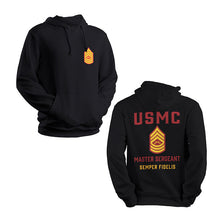 Load image into Gallery viewer, Master Sergeant Hoodie, MSgt Hoodie, USMC Rank Hoodie, USMC MSgt Hoodie Sweatshirt, Marine Corps Rank Hoodie Sweatshirt, Semper Fidelis Hoodie, Semper Fi Hoodie
