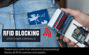 Blue Palm Tree Engraved RFID Blocking Metal Wallet