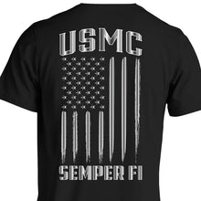 Load image into Gallery viewer, USMC flag t shirt Marine Corp shirts Marine Corps gifts for men or women black
