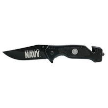 Load image into Gallery viewer, Black Stainless Steel USN Tactical Rescue Knife
