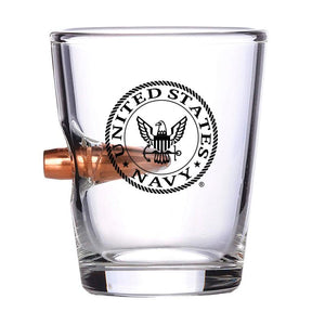 Navy Projectile Shot Glass – .308 Projectile Hand-Blown Shot Glass - US Navy Gifts for Sailors