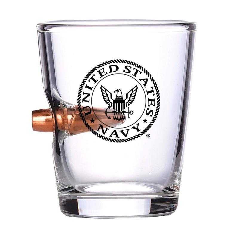 Navy Projectile Shot Glass – .308 Projectile Hand-Blown Shot Glass - US Navy Gifts for Sailors