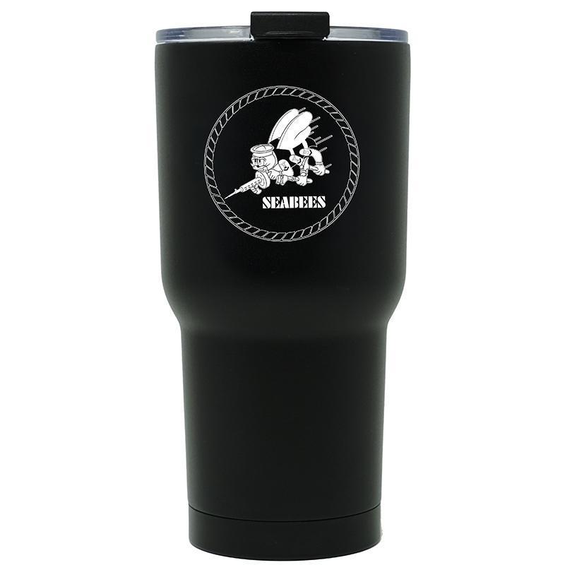 30 oz Navy Seabees Black Double Wall Vacuum Insulated Stainless Steel Navy Tumbler Travel Mug