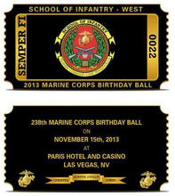Load image into Gallery viewer, Marine Corps Ball Ticket Challenge Coin
