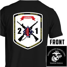 Load image into Gallery viewer, 2/1 unit t-shirt, 2d Bn 1st Marines unit t-shirt, 2nd battalion 1st marines unit t-shirt, usmc unit t-shirt
