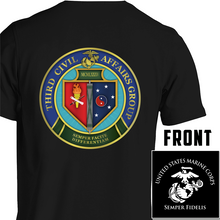 Load image into Gallery viewer, 3rd Civil Affairs USMC Unit T-Shirt, 3rd Civil Affairs logo, USMC gift ideas for men, Marine Corp gifts men or women
