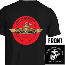 Load image into Gallery viewer, Force Reconnaissance USMC Unit T-Shirt, Force Reconnaissance logo, USMC gift ideas for men, Marine Corp gifts men or women Force Reconnaissance
