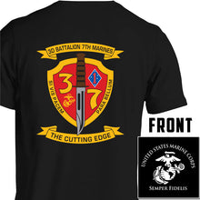 Load image into Gallery viewer, 3rd Bn 7th Marines USMC Unit T-Shirt, 3rd Bn 7th Marines logo, USMC gift ideas for men, Marine Corp gifts men or women 3rd Bn 7th Marines
