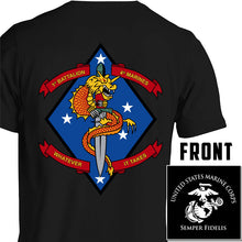 Load image into Gallery viewer, 1st Battalion 4th Marines Unit Logo Black Short Sleeve T-Shirt
