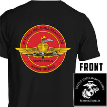 Load image into Gallery viewer, 4th Force Reconnaissance Company Marines Unit Logo Black Short Sleeve Unit T-Shirt
